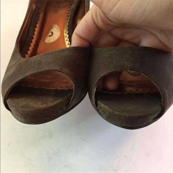 Rampage Womens Heels Size 8 Hanson Brown Peep Toe vintage 90s vegan - Picture 7 of 9